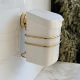 Suporte Com Lixeira De Fixacao Ventosa Branco com Dourado 2,5 Litros - Ela Decora